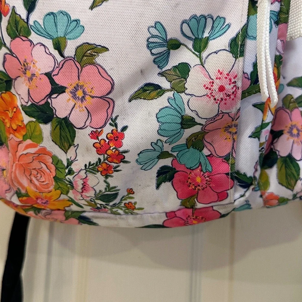 JanSport Big Student Backpack White Floral Print Multi Compartment School Bag